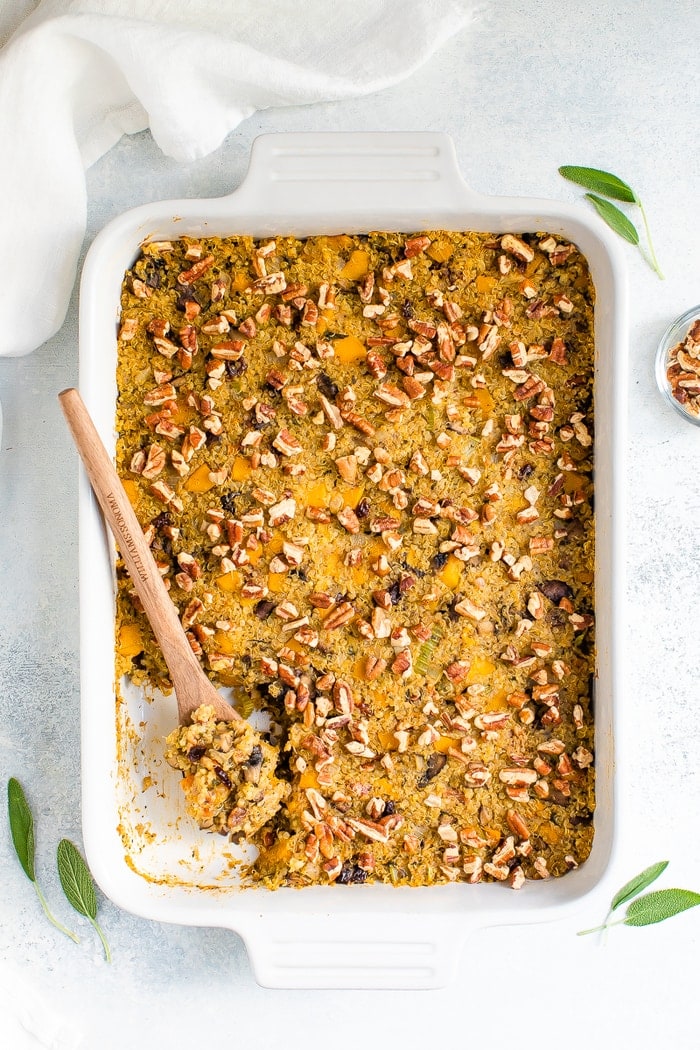 High-Protein Quinoa Stuffing with Butternut Squash & Kale